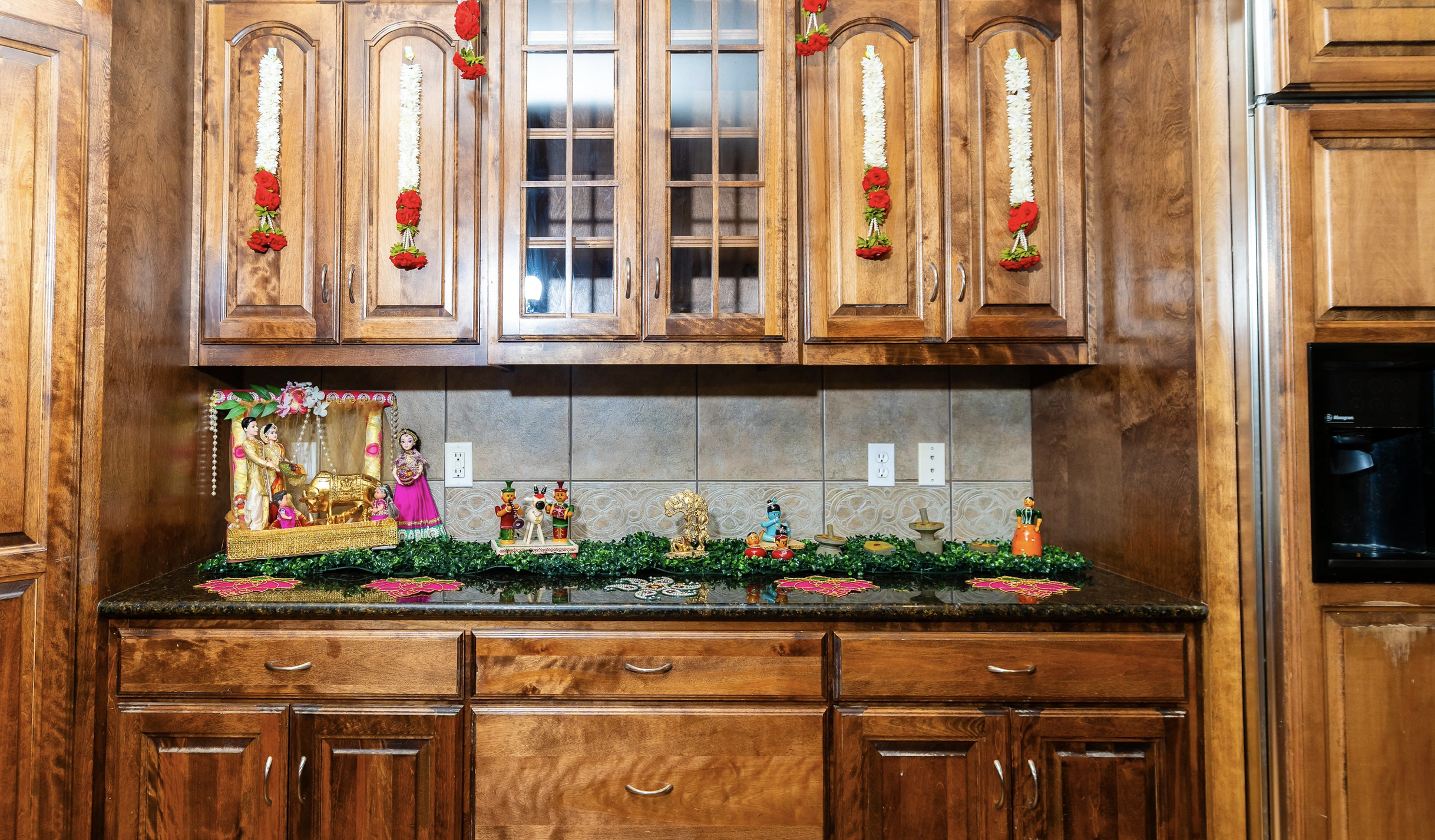 Luxury wedding reception table setting with candles and flowers